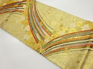 曲線に花々模様織出し袋帯